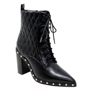 Charles by Charles David Women's DIPLOMAT Black Quilted Lace-Up Ankle Boots 7.5